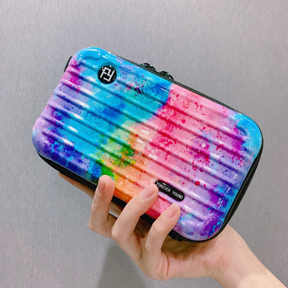 US Women Suitcase Box Shape Crossbody Shoulder Bag Letter Band Travel Carrying