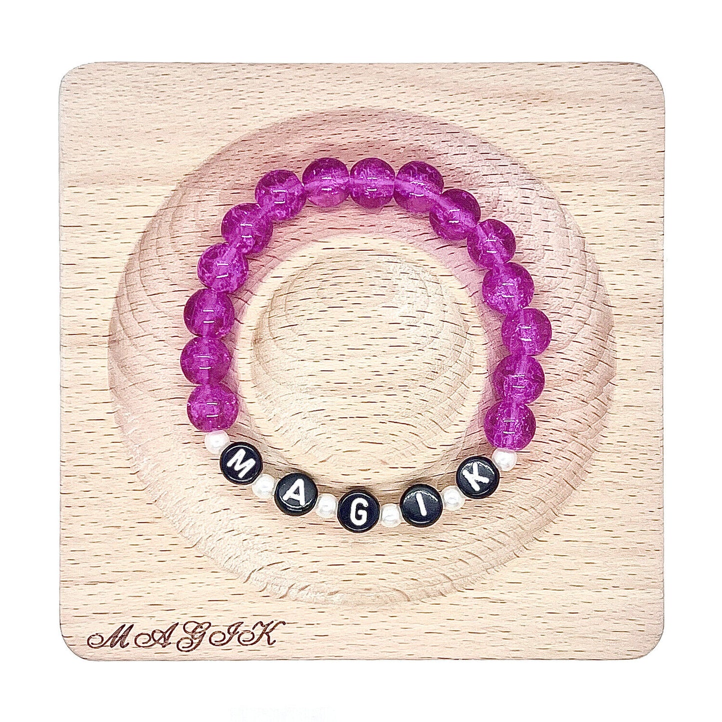 Magik Custom Personalized Name Mama Bracelet Crackle Lampwork Glass Beads Gift