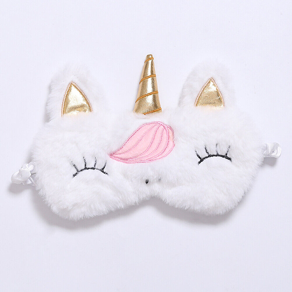 US Unicorn Animal Eye Mask Soft Plush Sleep Masks Sleeping Blindfold Traveling