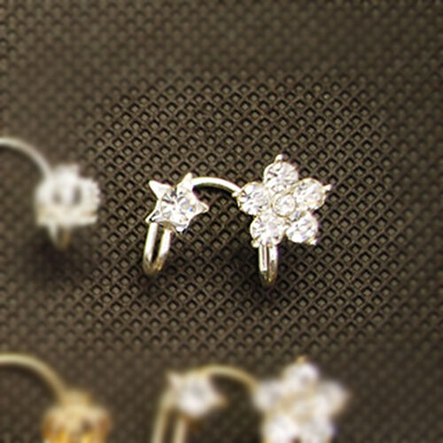 2X Magik Rhinestone EarStud Crystal Ear Cuff Wrap Clip On Non-piercing Earrings