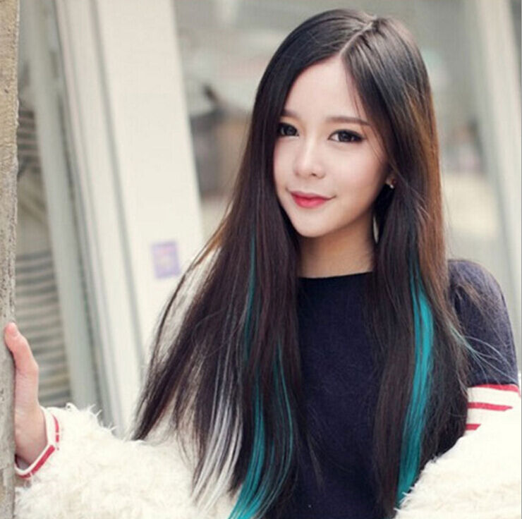 21" Neon Color Clip-on Hair Extensions Rainbow Party Cosplay Anime Halloween