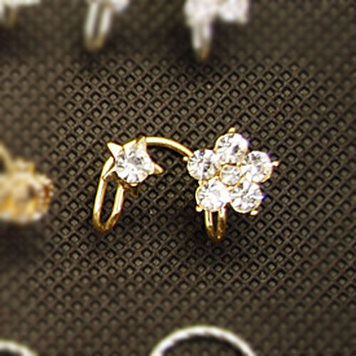 2X Magik Rhinestone EarStud Crystal Ear Cuff Wrap Clip On Non-piercing Earrings