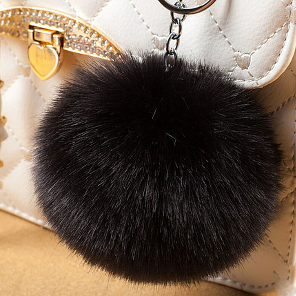Rabbit Fur Ball/Rabbit Ear PomPom Cell Phone Car Pendant Handbag Key Chain Ring
