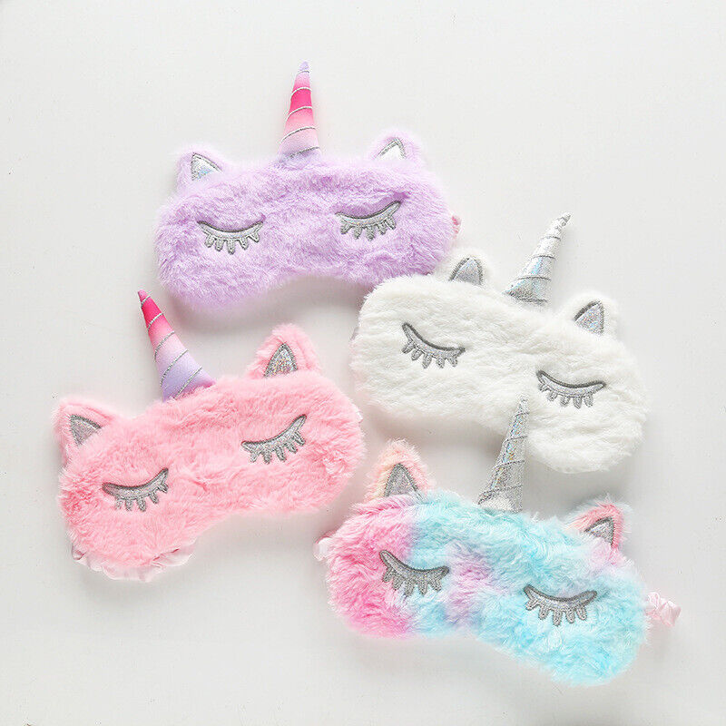 US Unicorn Animal Eye Mask Soft Plush Sleep Masks Sleeping Blindfold Traveling