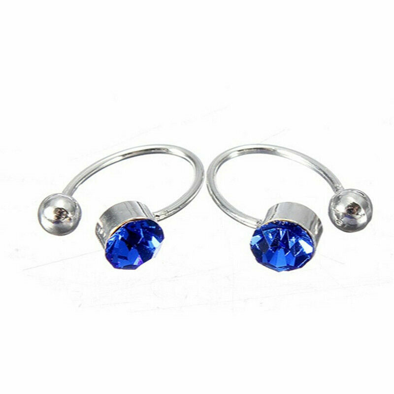 US 2Pcs Crystal Ear Cuff U Shape Wrap Earrings Non Piercing Rhinestone Clip-on