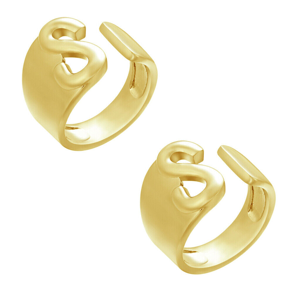 US Alphabet Letter A to Z Resizable Knuckle Ring Initial Gold Silver Letter Ring