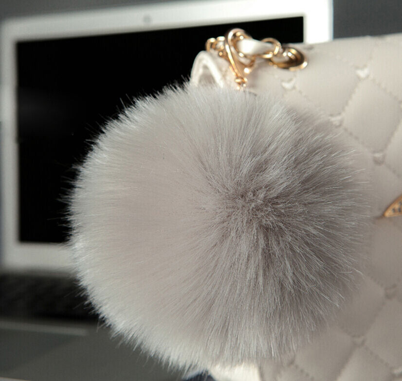 Rabbit Fur Ball/Rabbit Ear PomPom Cell Phone Car Pendant Handbag Key Chain Ring