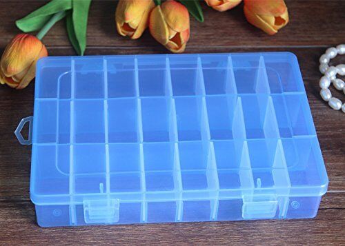 2 Pack 24 Grids Plastic Storage Box Jewelry Earring Tool Containers Organizer