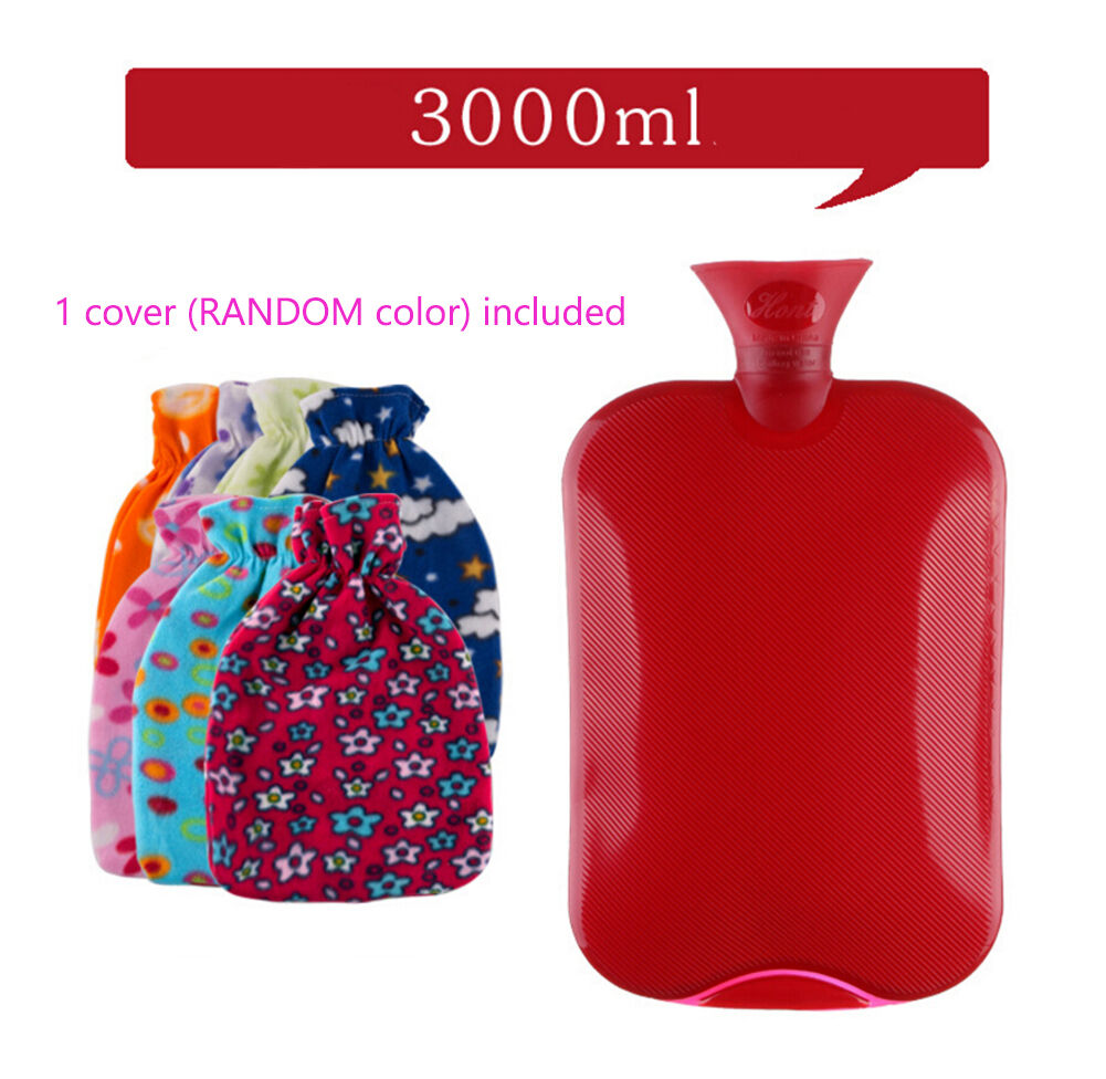 3 Liter/3000mL Large PVC Rubber HOT WATER Bag Warm/Heat / Cold Therapy + Cover