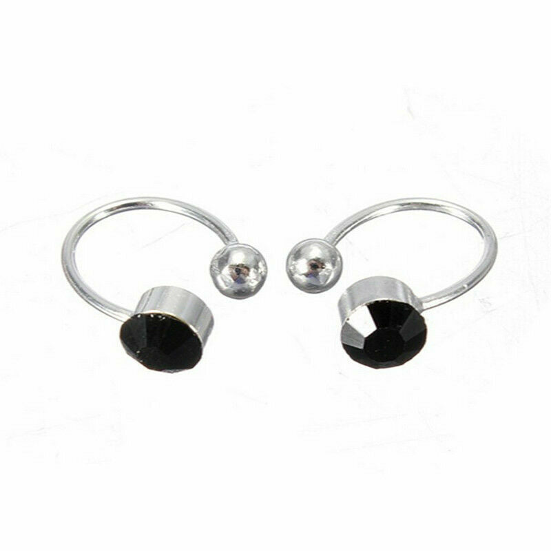 US 2Pcs Crystal Ear Cuff U Shape Wrap Earrings Non Piercing Rhinestone Clip-on
