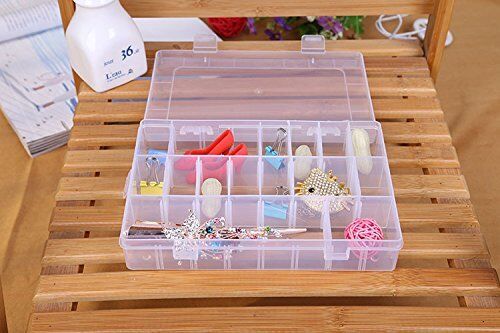 2 Pack 24 Grids Plastic Storage Box Jewelry Earring Tool Containers Organizer