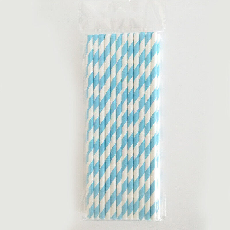 US 100~200 Bulk Packed Paper Straws Pattern Color -Biodegradable FDA Approved