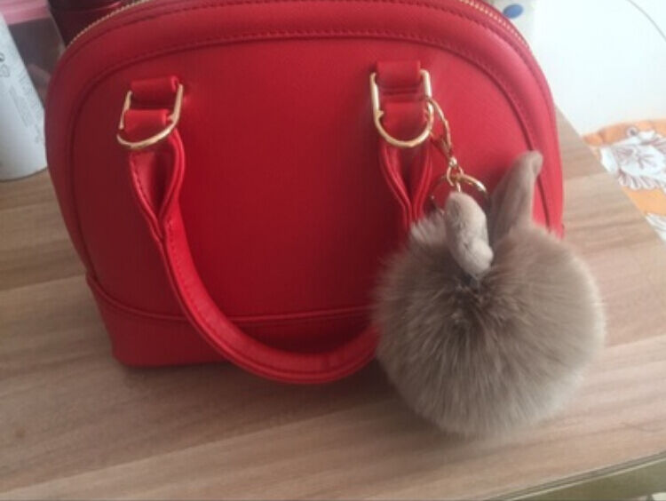 Rabbit Fur Ball/Rabbit Ear PomPom Cell Phone Car Pendant Handbag Key Chain Ring