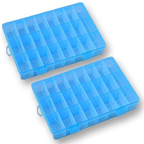 2 Pack 24 Grids Plastic Storage Box Jewelry Earring Tool Containers Organizer