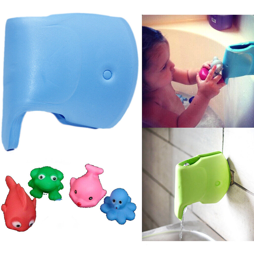 Soft Elephant Bath Tub Tap Spout Cover Extender Baby Kid Safety Guard +Four Toys