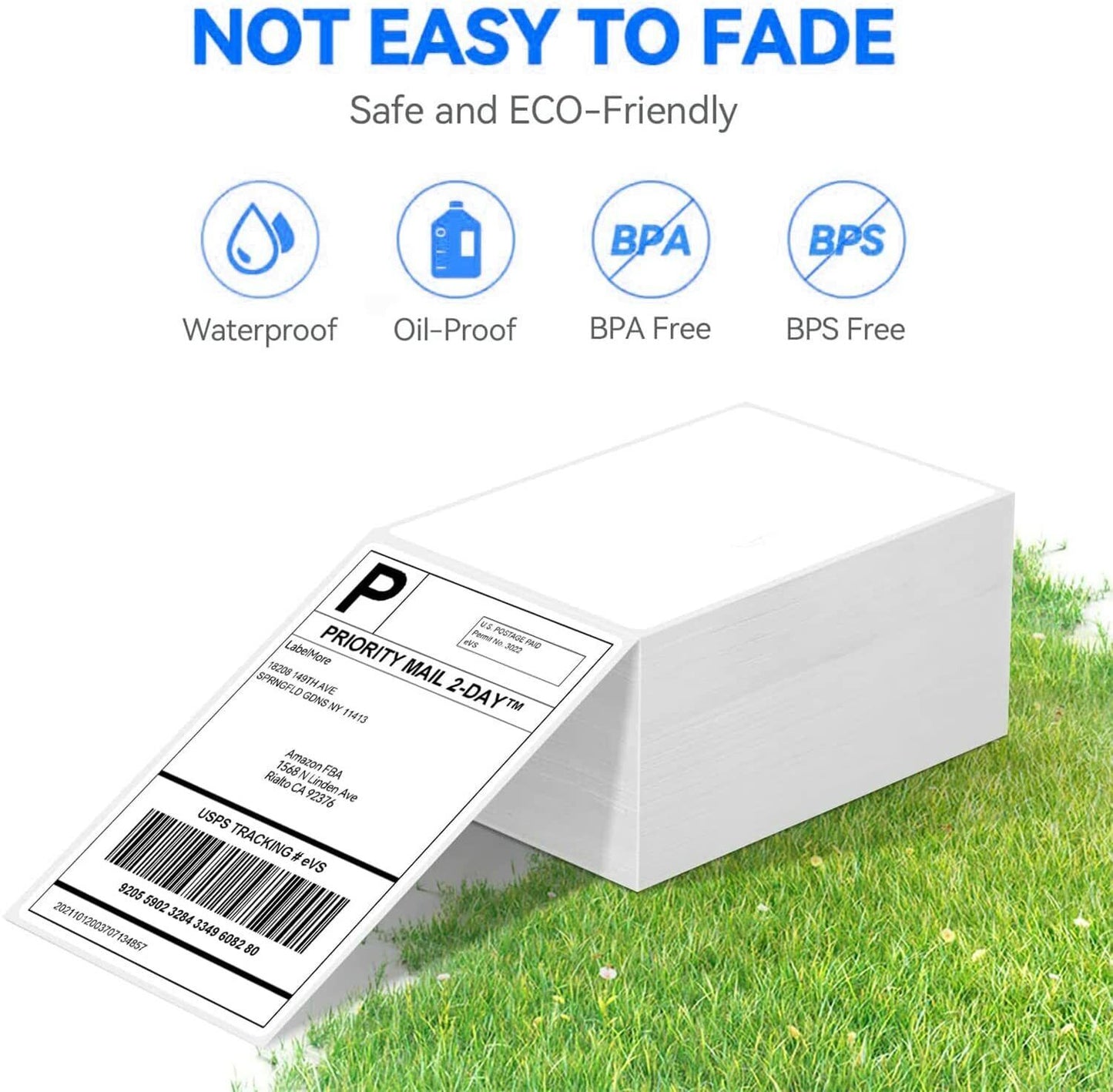 500-5000 4x6 Fanfold Direct Thermal Shipping Labels for Zebra Rollo Printers
