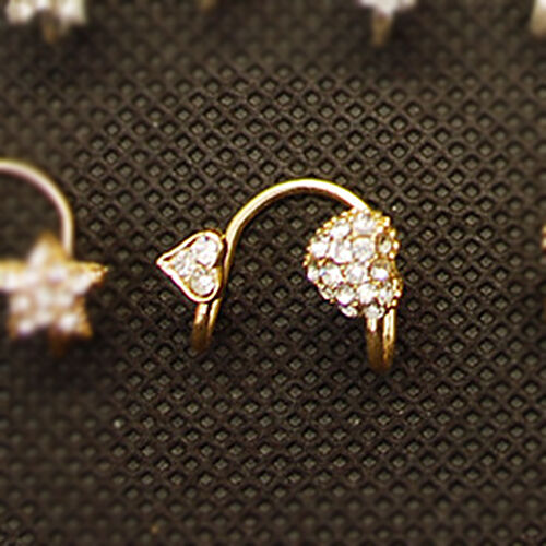 2X Magik Rhinestone EarStud Crystal Ear Cuff Wrap Clip On Non-piercing Earrings