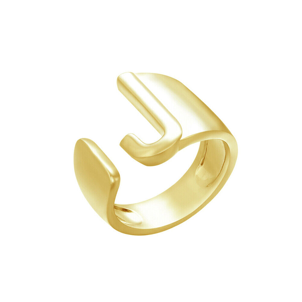 US Alphabet Letter A to Z Resizable Knuckle Ring Initial Gold Silver Letter Ring
