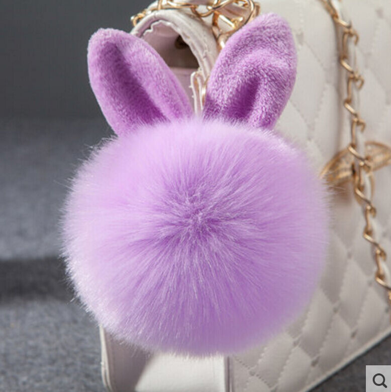 Rabbit Fur Ball/Rabbit Ear PomPom Cell Phone Car Pendant Handbag Key Chain Ring