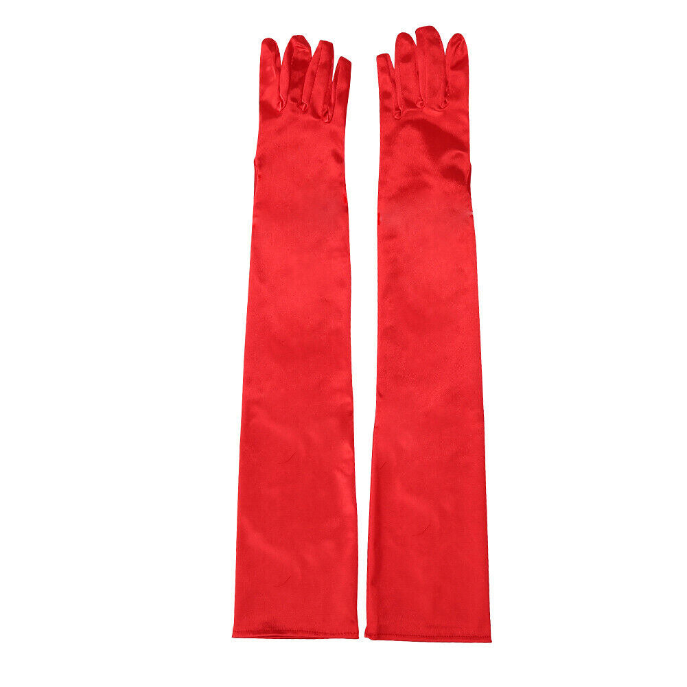 US 20.47'' Satin Evening Gloves Long Party Dance Elbow Arm Length Opera Cosplay