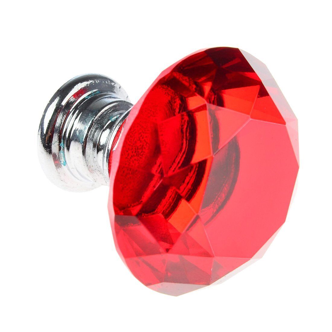 10Pcs Crystal Glass Cabinet Knob Diamond Shape 30mm Drawer Cupboard Handle Pull