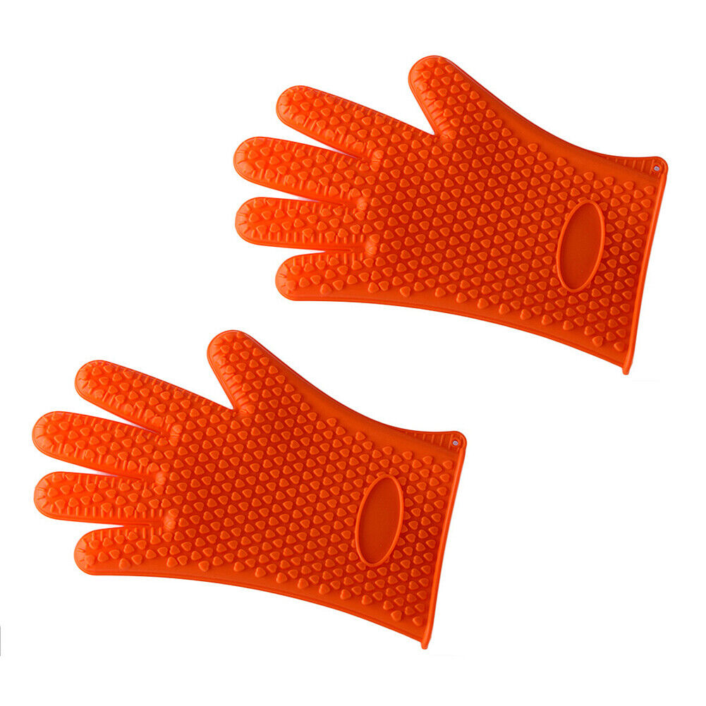 US Silicone BBQ Heat Resistant Gloves Grill Pot Holder Cooking Grip Oven Mitts