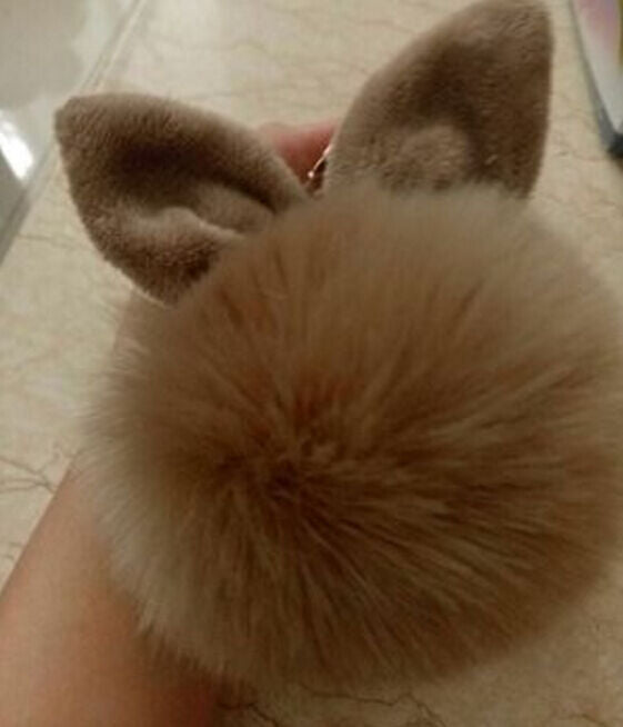 Rabbit Fur Ball/Rabbit Ear PomPom Cell Phone Car Pendant Handbag Key Chain Ring