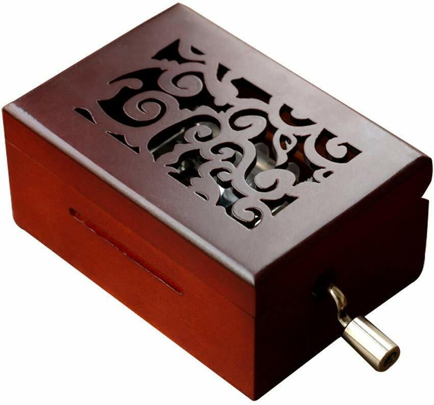 US 15-30 Notes Vintage Carved Wood Mechanism DIY Songs Handcrank Music Box Gift