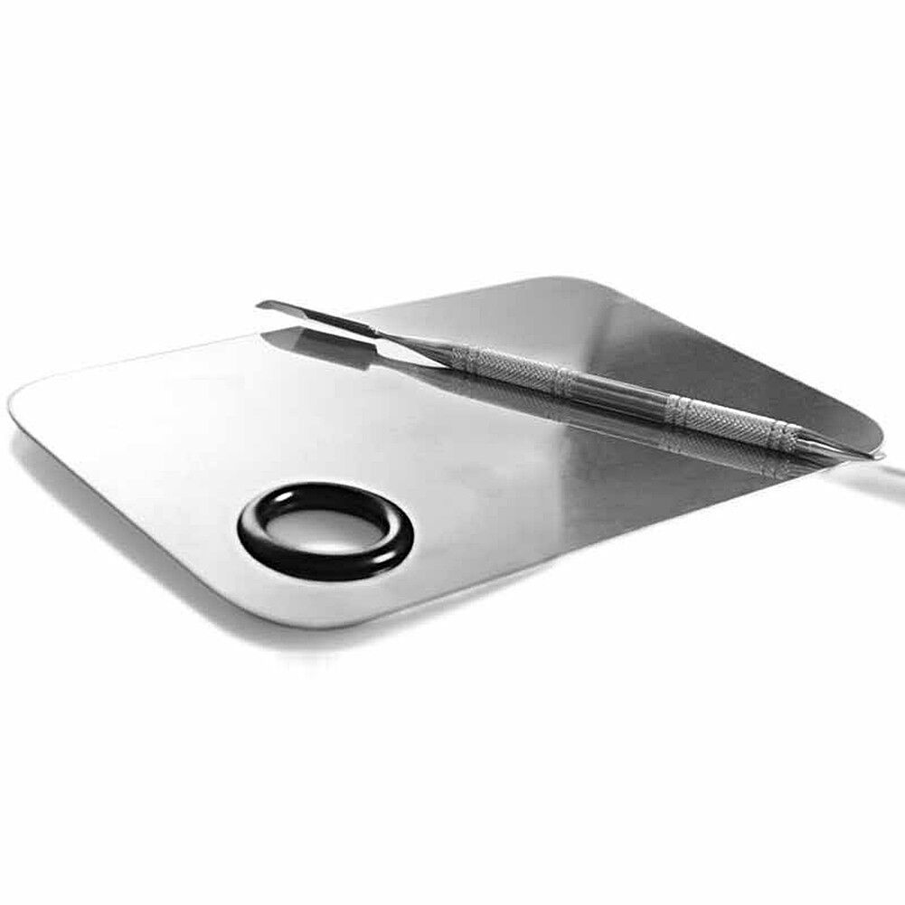 Acrylic Cosmetic Nail Art Makeup Polish Mixing Palette Stainless Steel Spatula