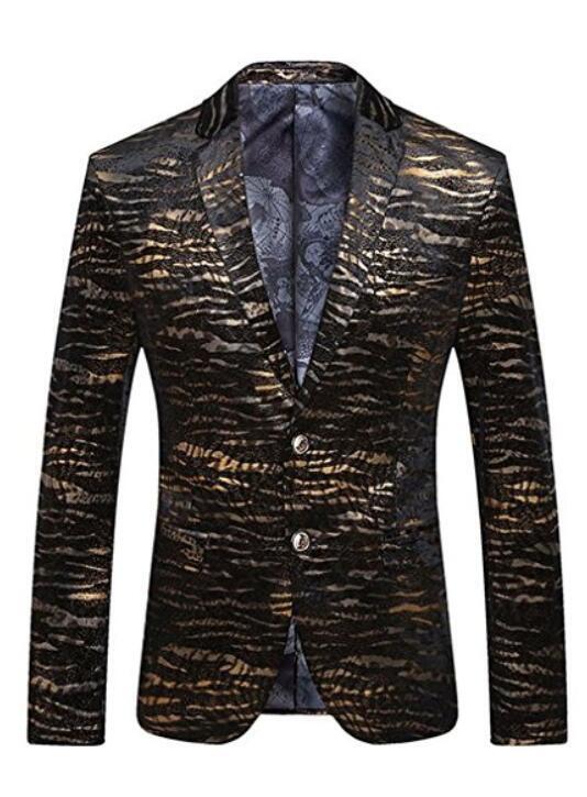Buygold Men's Fashion Velvet cloth Bronzing process Slim Chic Blazer Suit Jacket