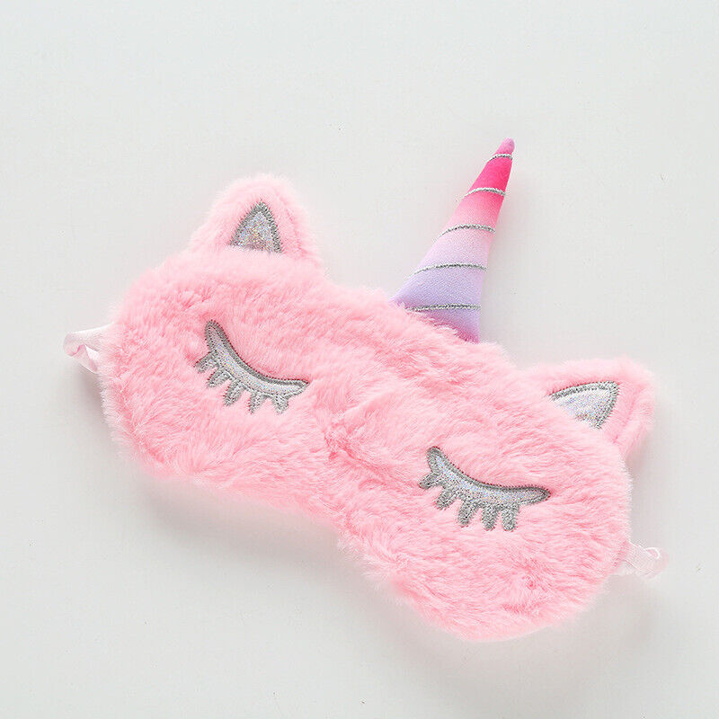 US Unicorn Animal Eye Mask Soft Plush Sleep Masks Sleeping Blindfold Traveling