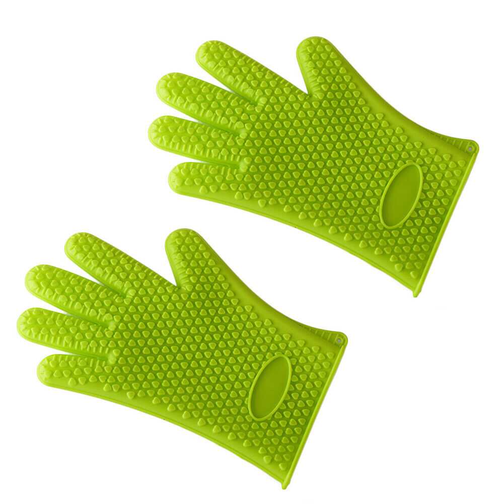 US Silicone BBQ Heat Resistant Gloves Grill Pot Holder Cooking Grip Oven Mitts