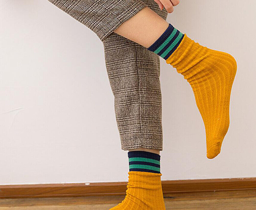 US 7 Pairs Novelty Women Assorted Breathable Cute Korea Casual Cotton Crew Socks