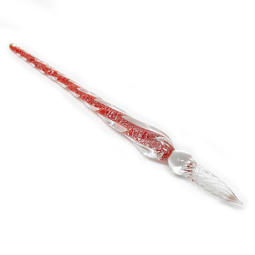 US 3D Glass Signature Pen Nib Elegant Crystal Dip Sign Pen w/ Box Gift Holiday