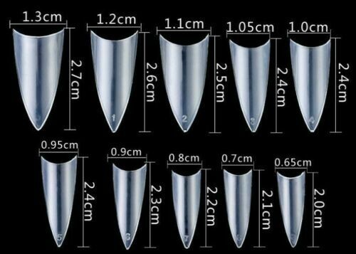 US 500-1000Pcs Stiletto French False Fake Acrylic Nail Tips Coffin Nails Long