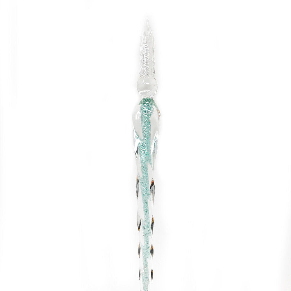 US 3D Glass Signature Pen Nib Elegant Crystal Dip Sign Pen w/ Box Gift Holiday