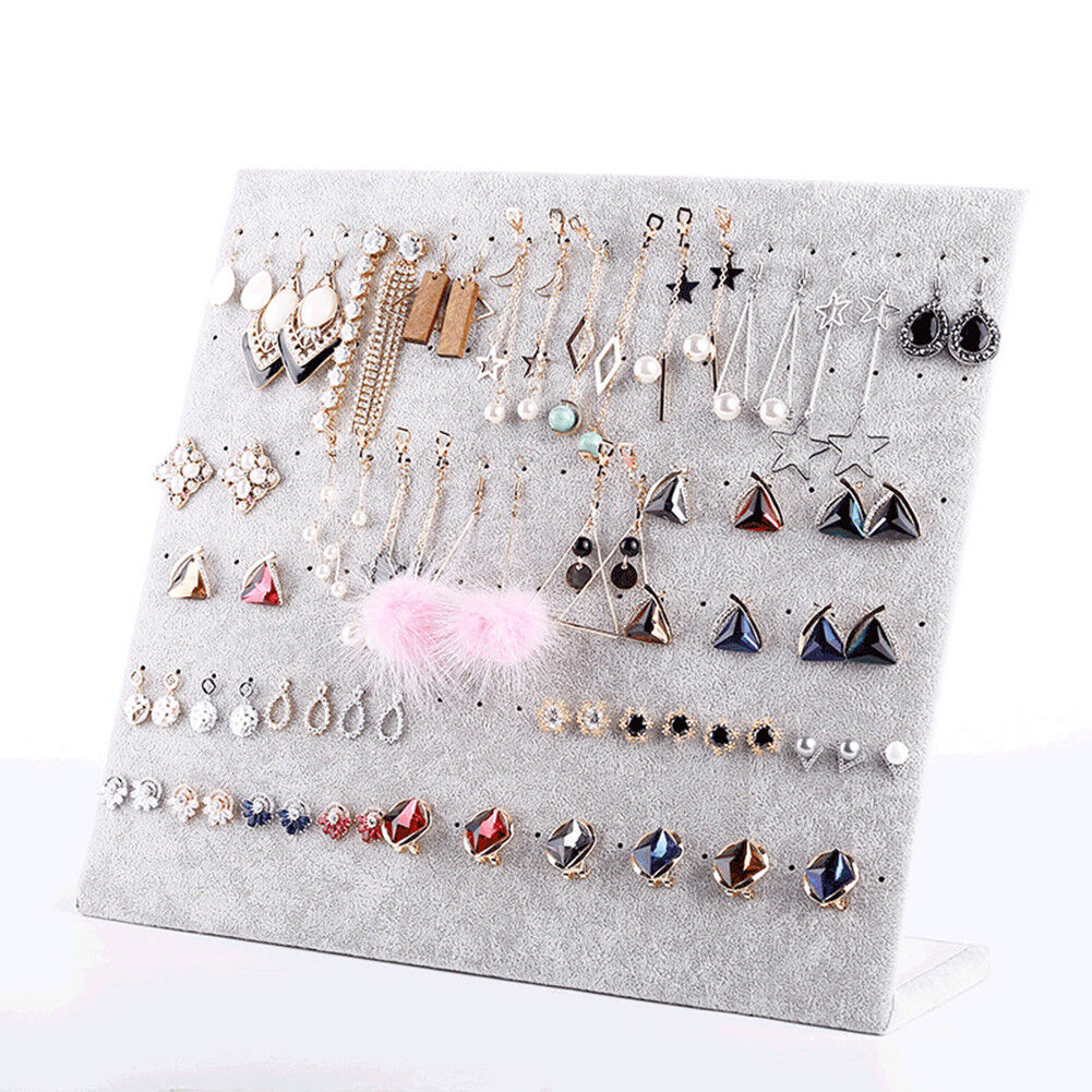 L-Shape Velvet Jewelry Frame Tray Earrings Board Display Counter Rack Organizer