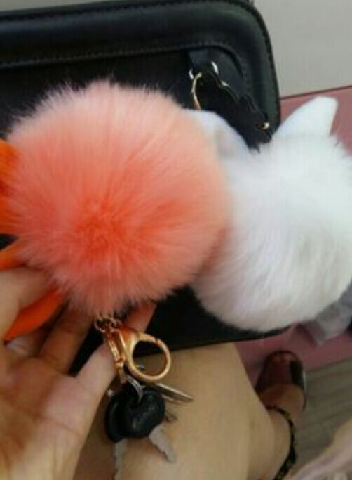 Rabbit Fur Ball/Rabbit Ear PomPom Cell Phone Car Pendant Handbag Key Chain Ring