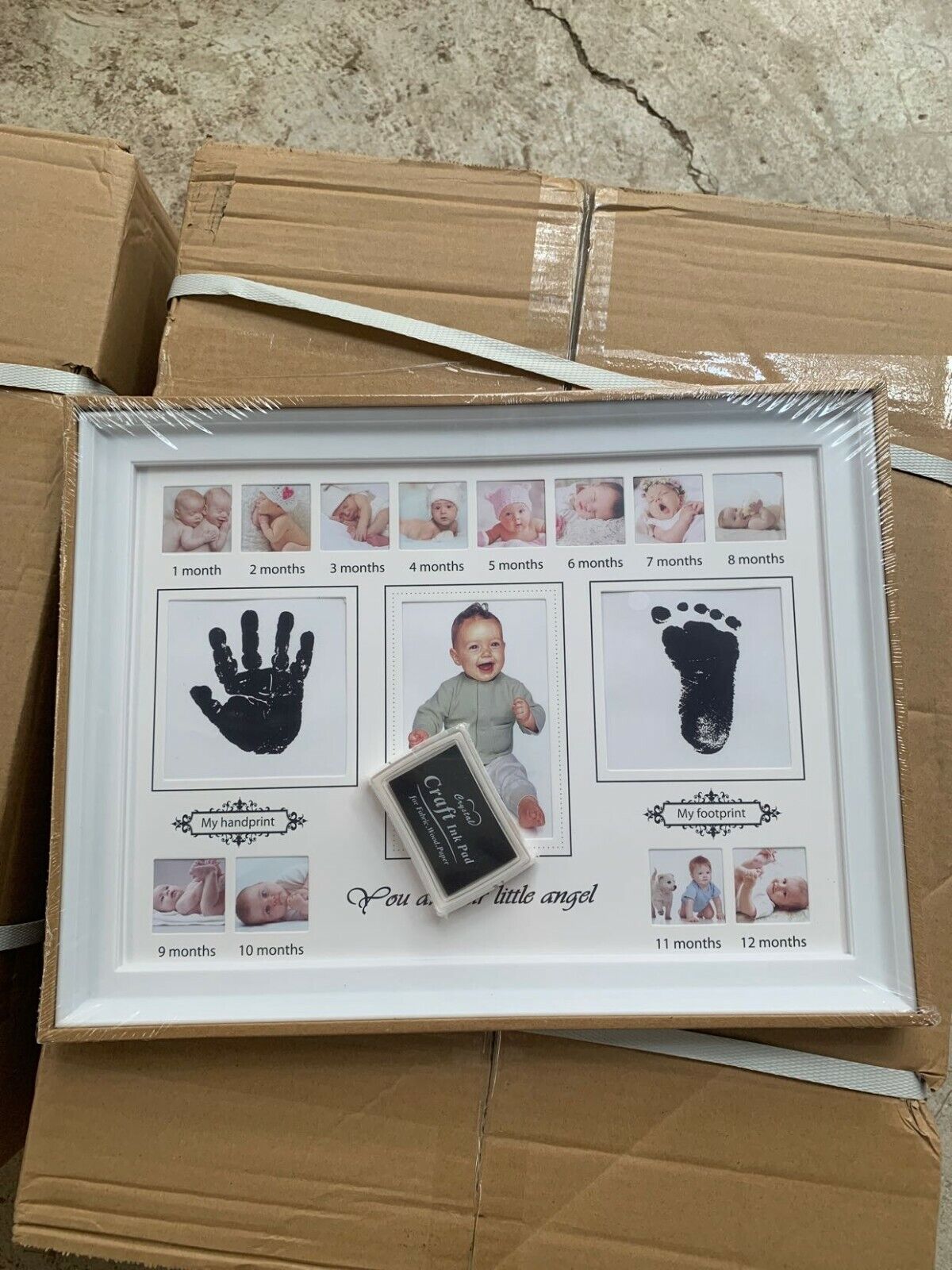 US Baby Photo Handprint Footprint Milestone Moments First Year Keepsake Frame