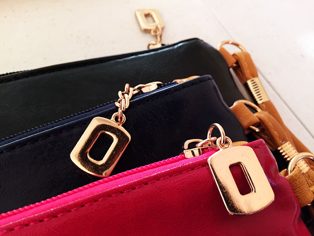 Soft PU Leather Basic Essential Envelope Style Clutch Wrist Bag with Wrist Band