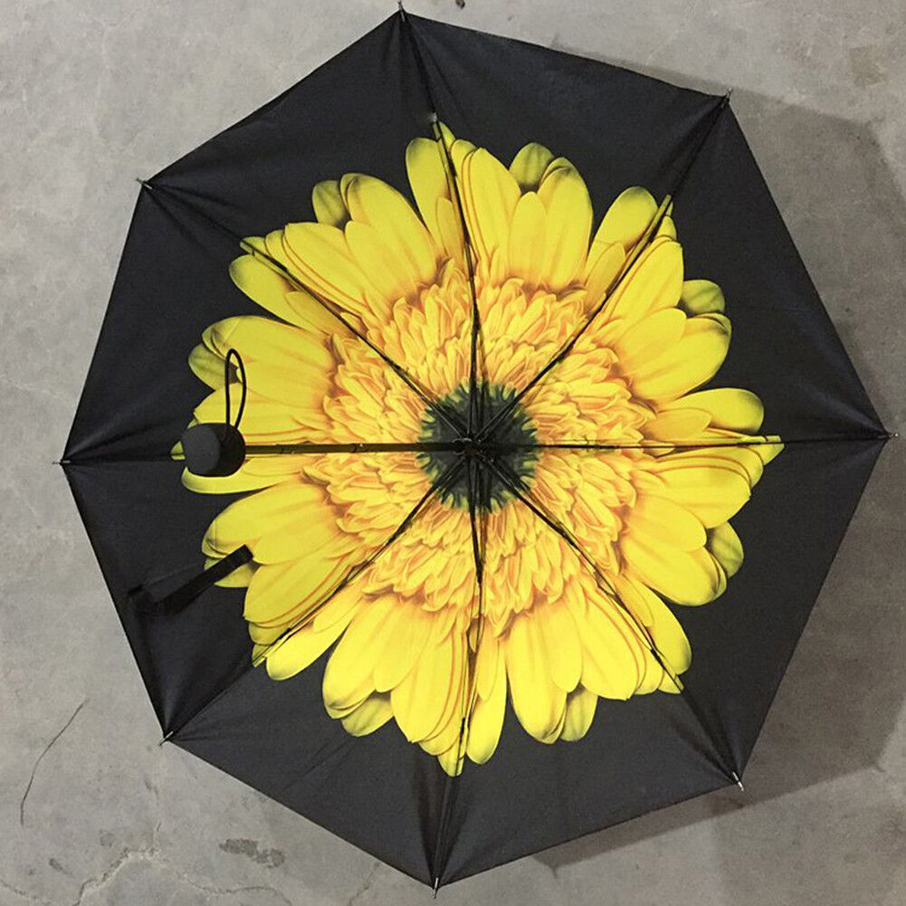 50+ Anti-UV Sun Rain Protection Windproof Flower Parasols 3 Folding Umbrella