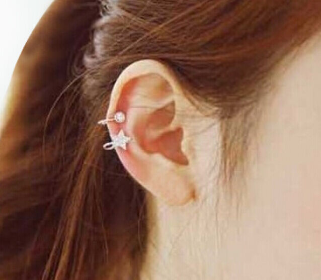 2X Magik Rhinestone EarStud Crystal Ear Cuff Wrap Clip On Non-piercing Earrings