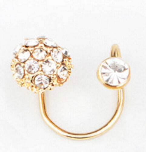 2X Magik Rhinestone EarStud Crystal Ear Cuff Wrap Clip On Non-piercing Earrings