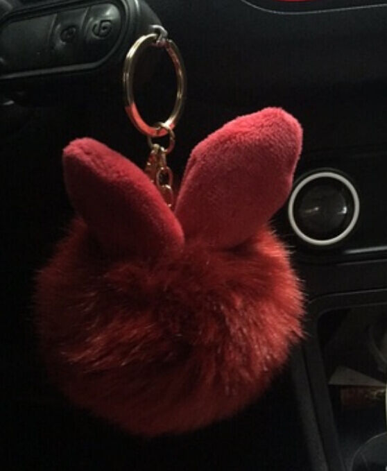 Rabbit Fur Ball/Rabbit Ear PomPom Cell Phone Car Pendant Handbag Key Chain Ring