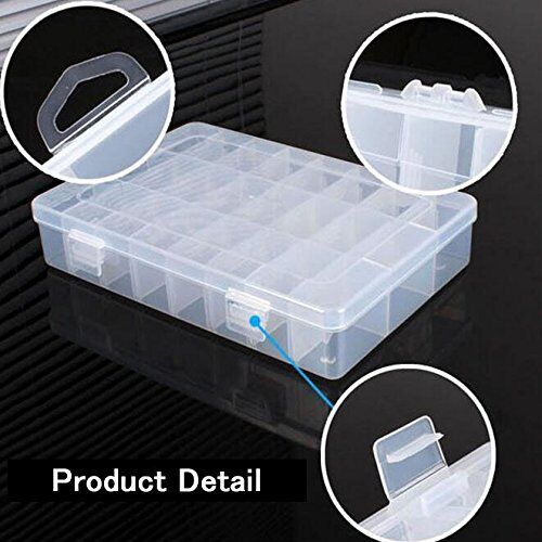 2 Pack 24 Grids Plastic Storage Box Jewelry Earring Tool Containers Organizer