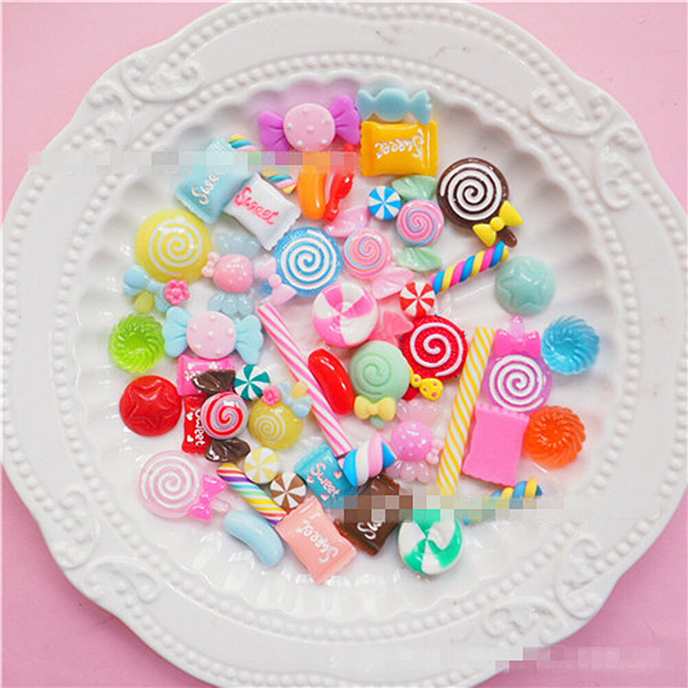 US 15~100 Pc Slime Bread Candy Unicorn Resin Flat Back Scrapbooking Charms DIY