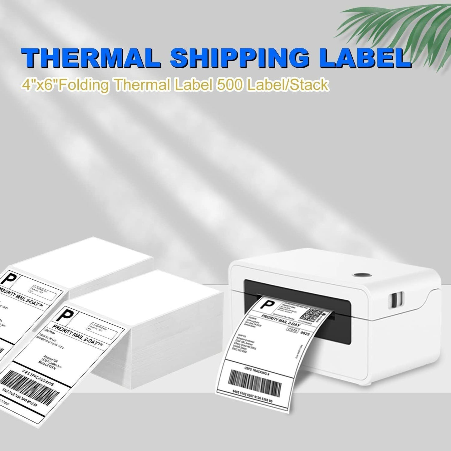 500-5000 4x6 Fanfold Direct Thermal Shipping Labels for Zebra Rollo Printers