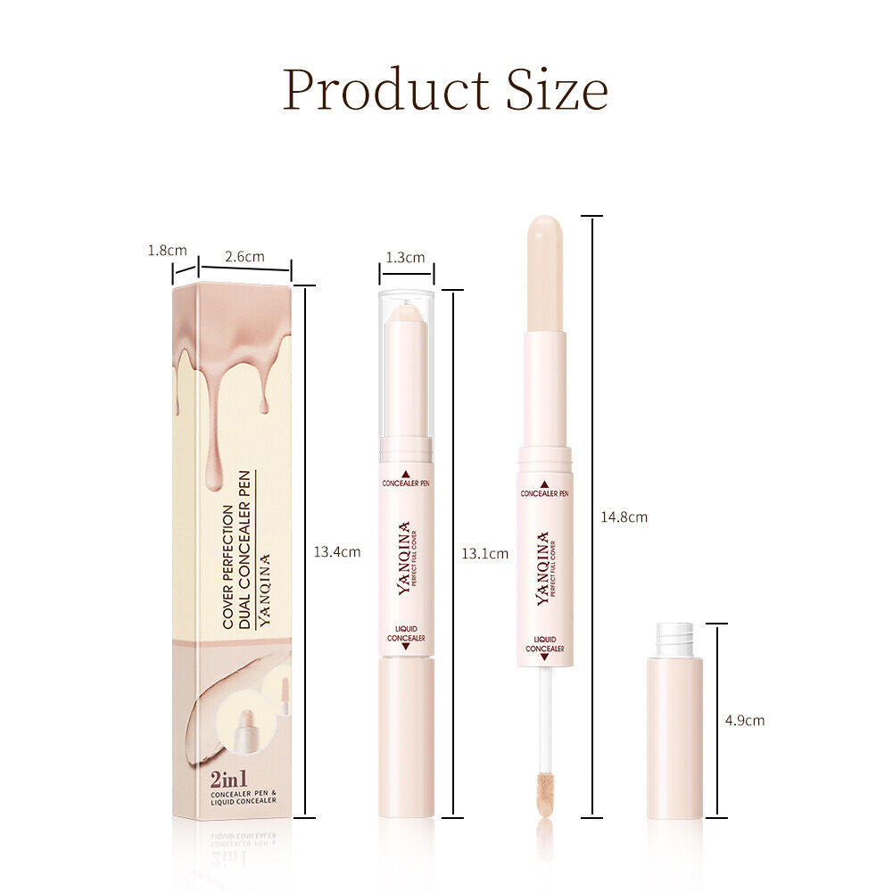 US 2-in-1 Dual Head Stick Liquid Concealer Hydrating Contouring Full Matte Cover