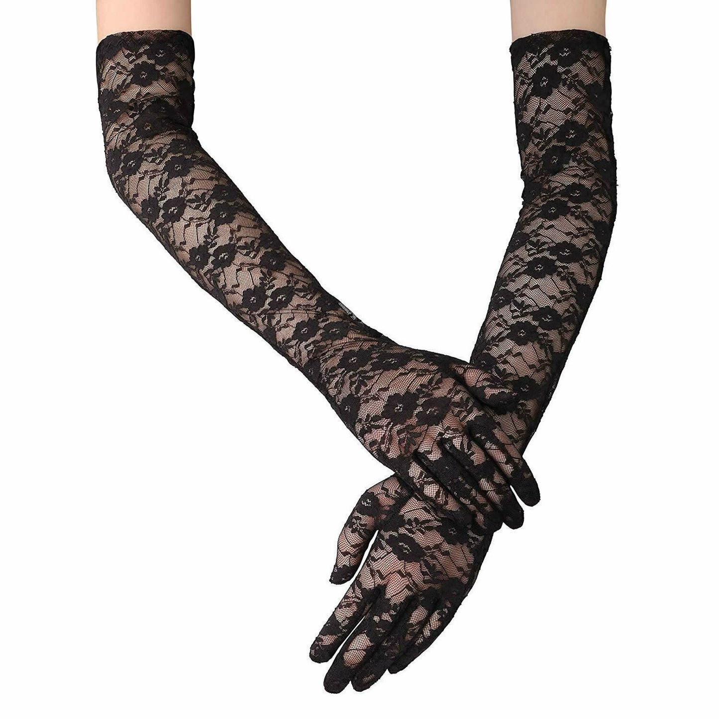 US Sexy Lace Gloves Thin Long Bride Wedding Party Arm Elbow Prom Driving 19.7''