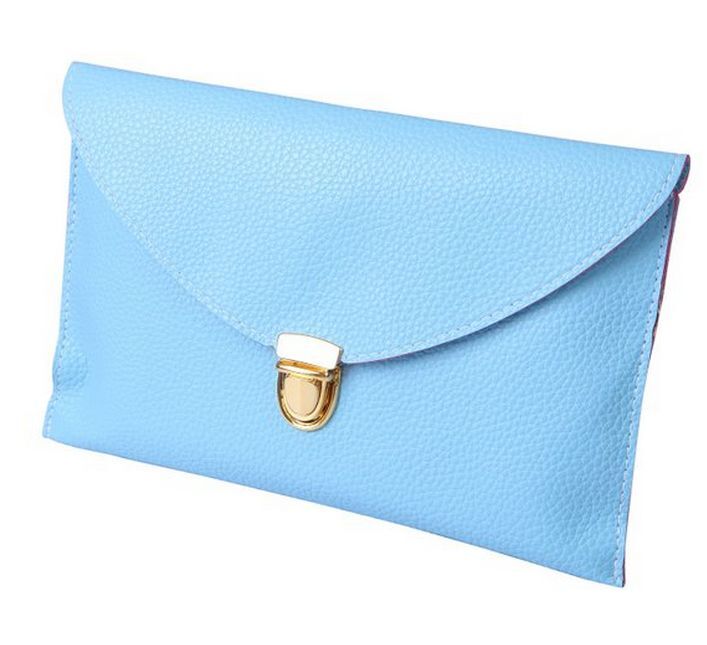 Fashion Leather Envelope Clutch with Drop-in Chain Shoulder Strap